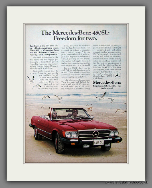 Mercedes Benz 450SL. Original American Advert 1975 (ref AD54682)