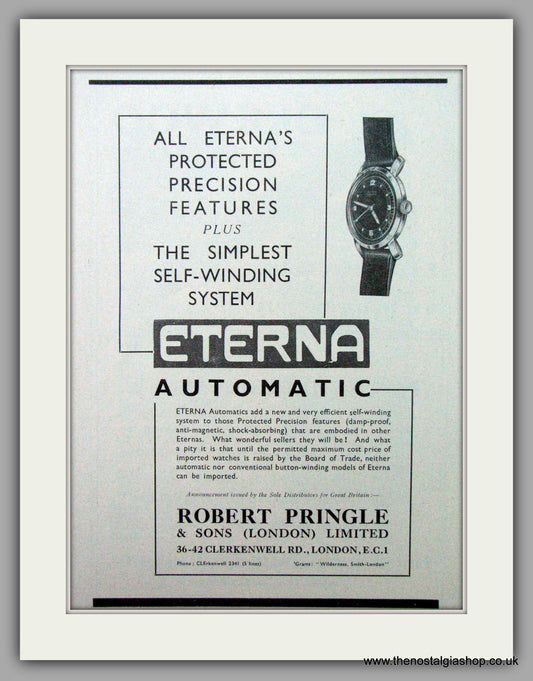Eterna Automatic Watches. Original Advert 1946.  (ref AD7431)