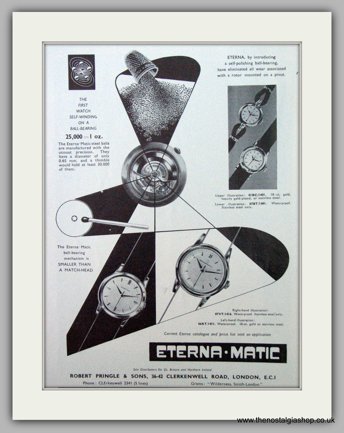 Eterna-Matic Watches. Original Advert 1957.  (ref AD7436)