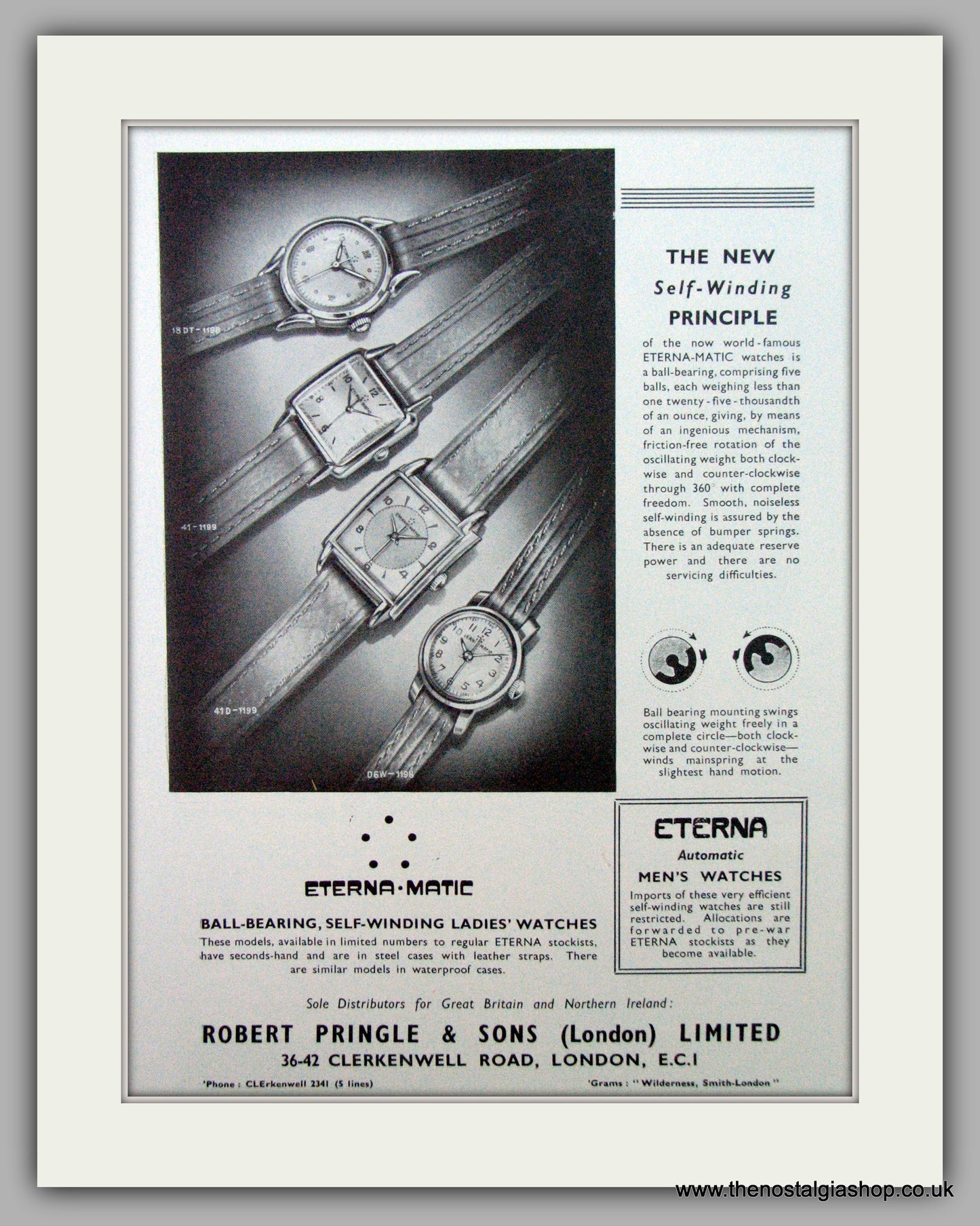 Eterna-Matic Watches. Set Of 2 Original Adverts 1950/51.  (ref AD7440)