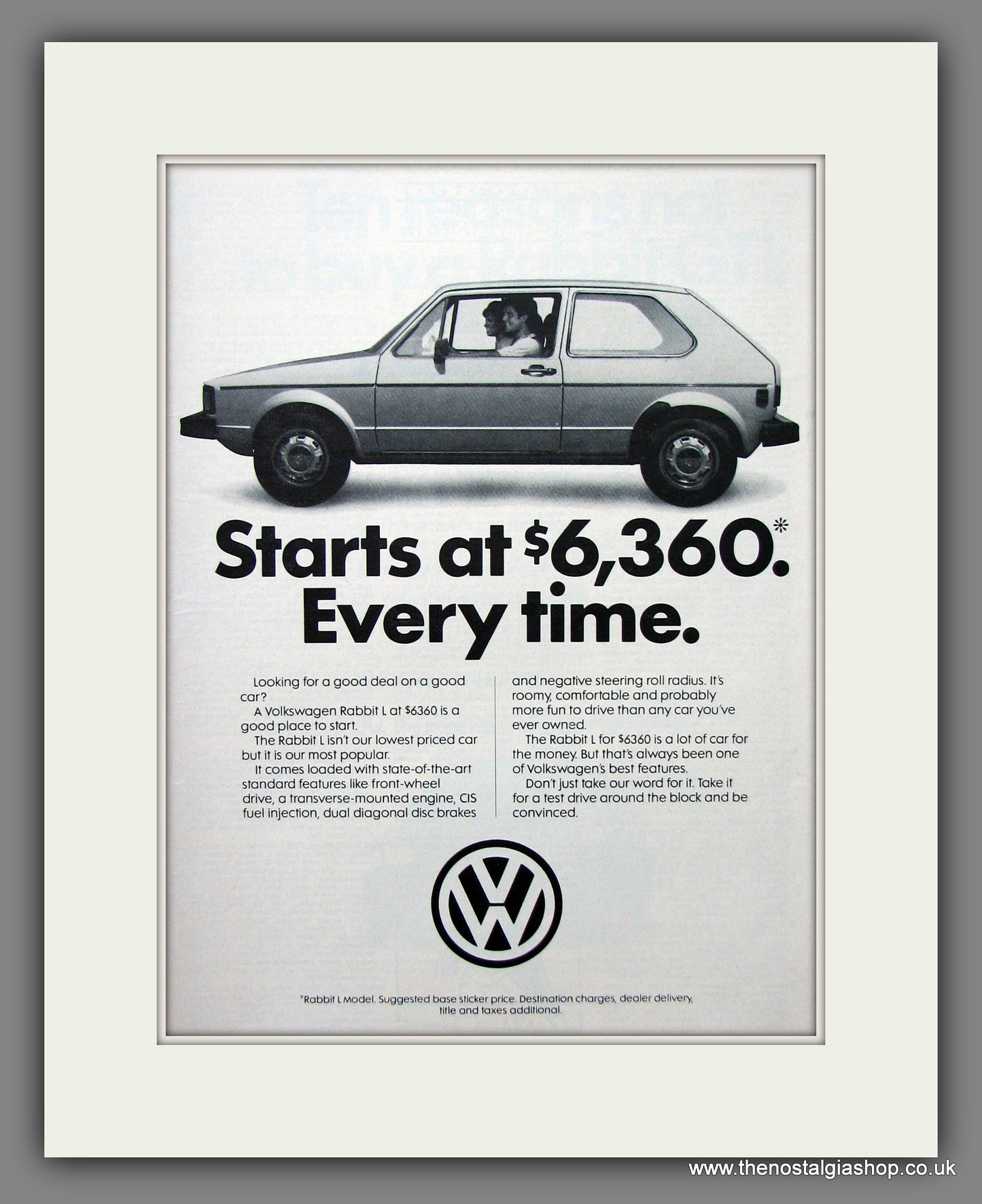 Volkswagen Rabbit L. Original American Advert 1981 (ref AD54710)