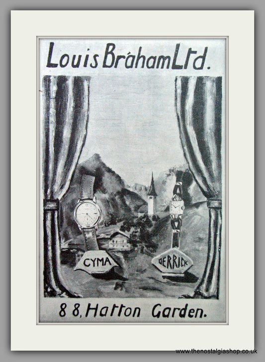 Louis Braham Watches. Original Advert 1949.  (ref AD7445)
