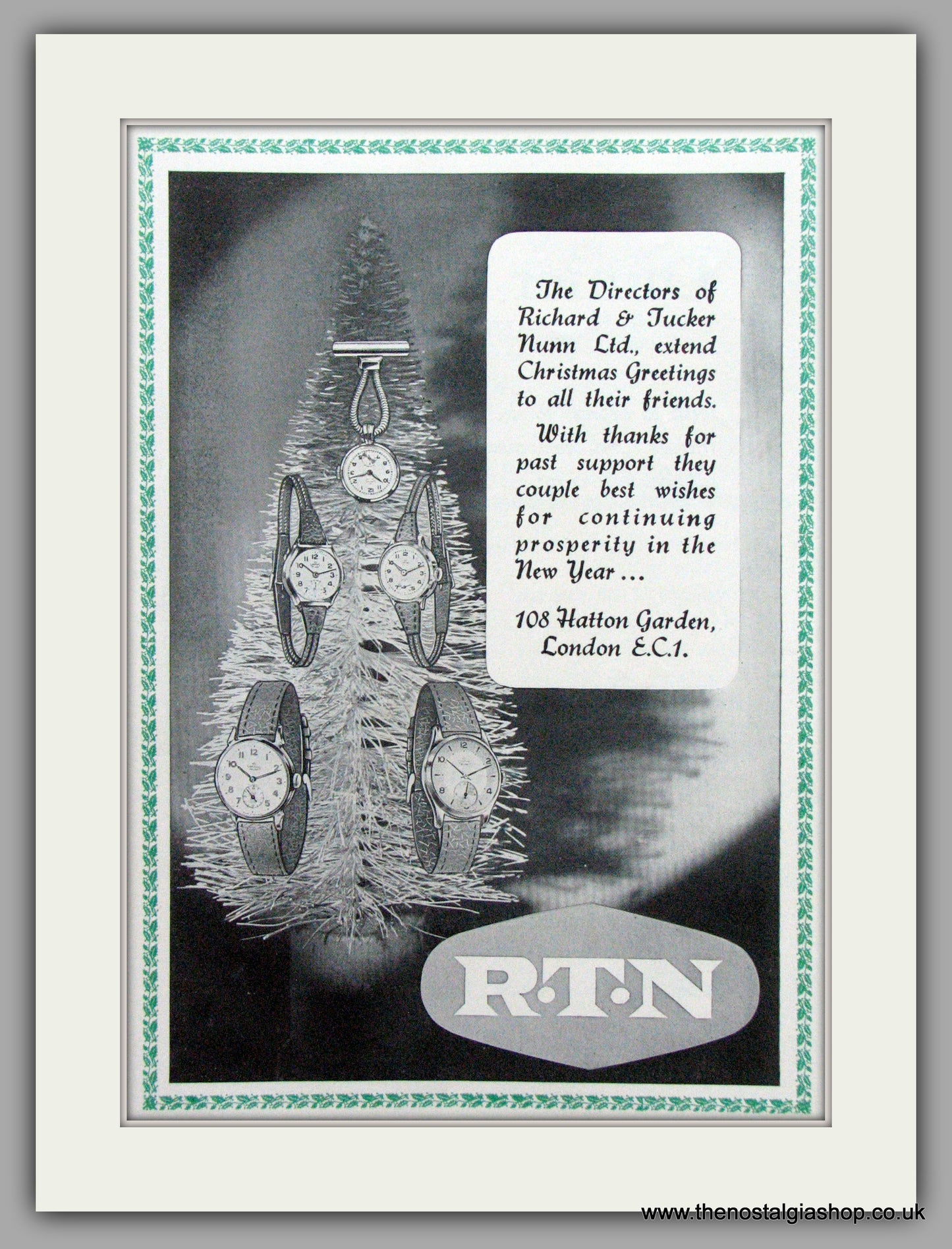 R.T.N Watches. Original Advert 1955.  (ref AD7526)