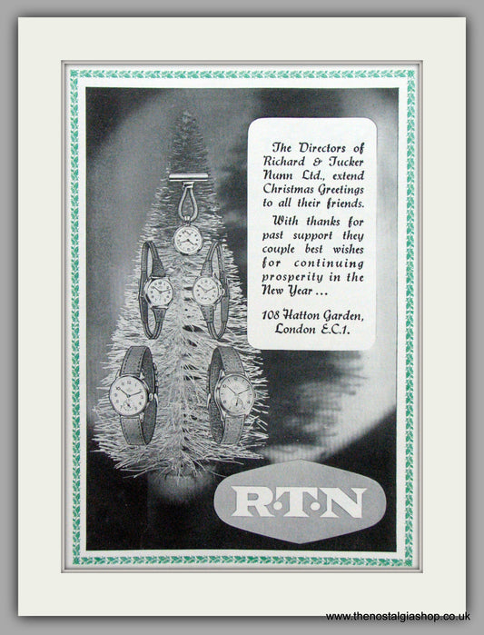 R.T.N Watches. Original Advert 1955.  (ref AD7526)