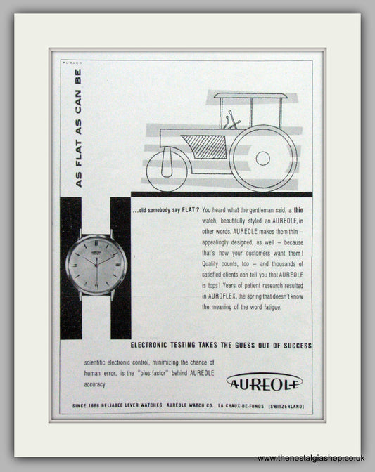 Aureole Flat Watches. Original Advert 1956.  (ref AD7527)