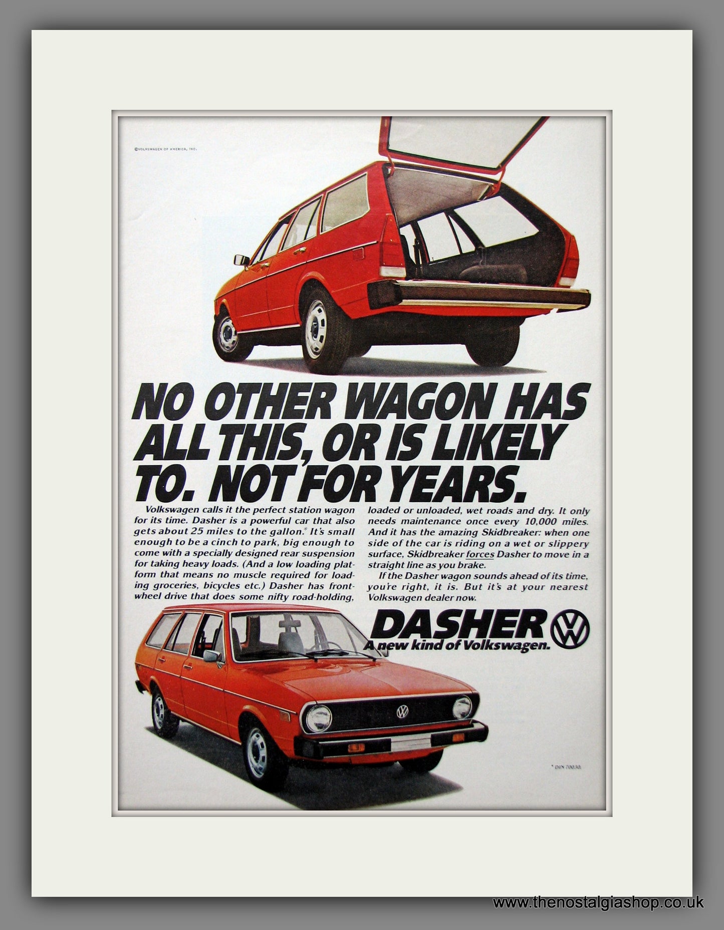 Volkswagen Dasher. Original American Advert 1974 (ref AD54800)