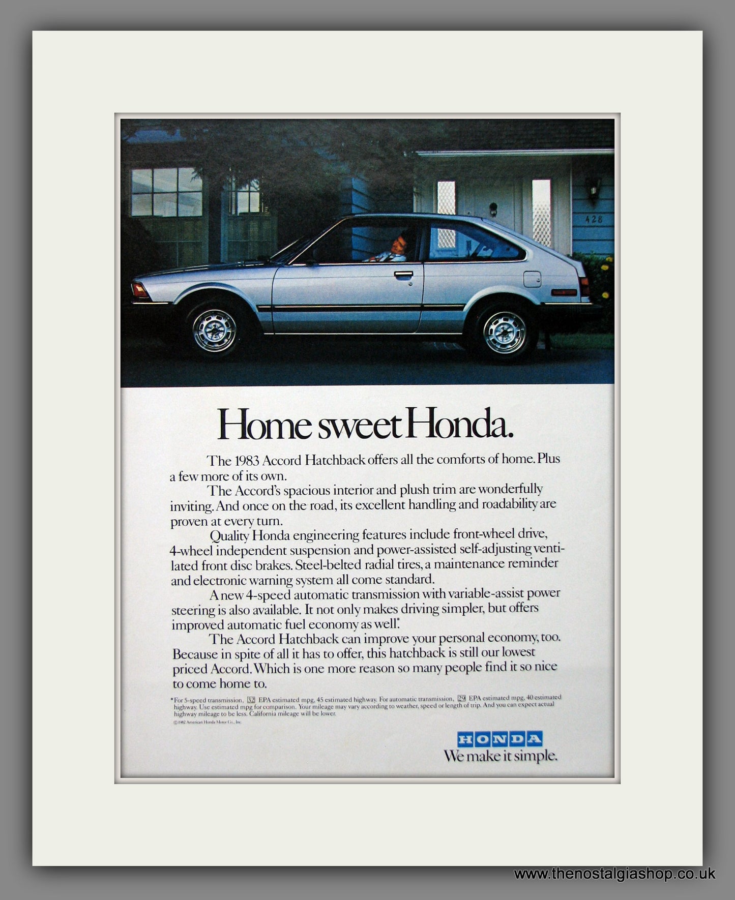 Honda Accord. Original American Advert 1983 (ref AD54806)