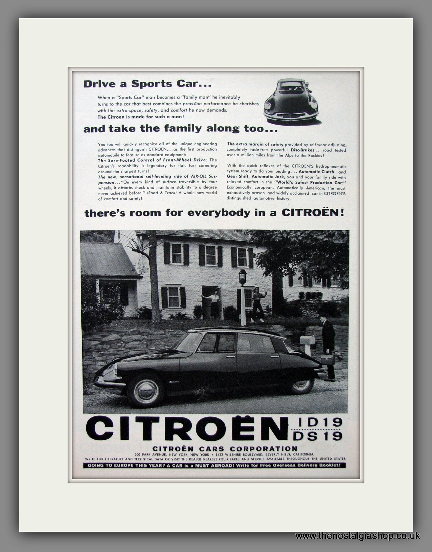 Citroen ID19, DS19. Original American Advert 1958 (ref AD54812)