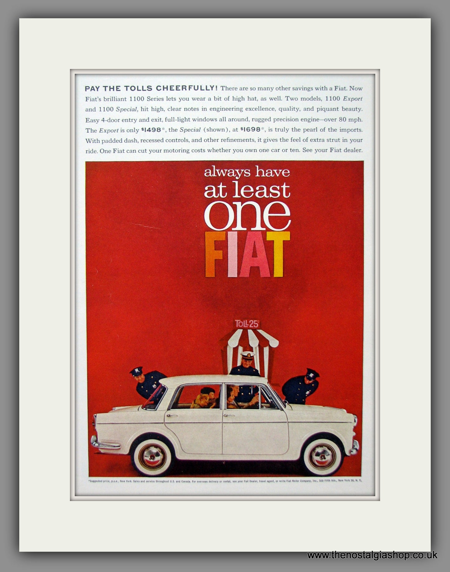 Fiat 1100. Original American Advert 1962 (ref AD54814)