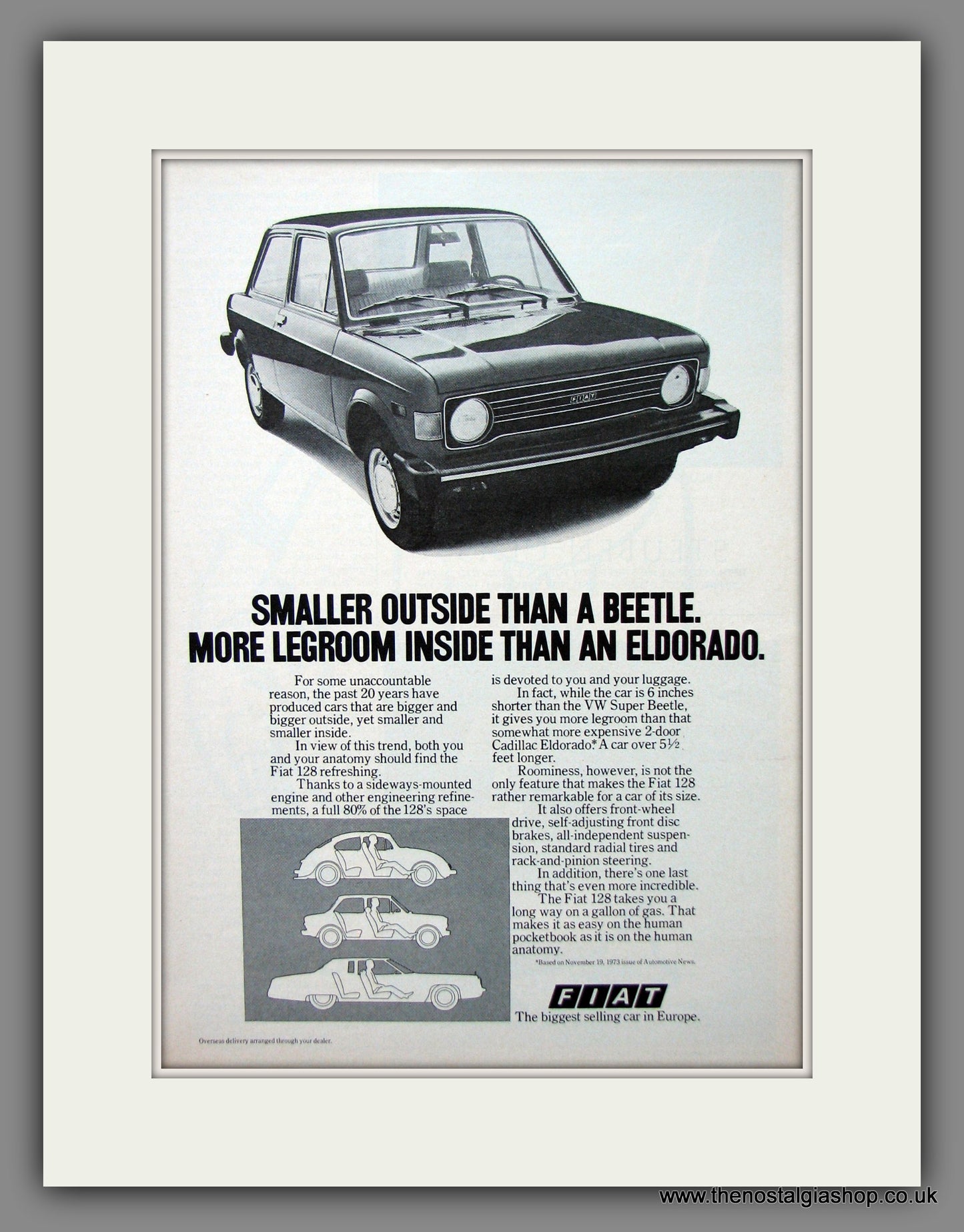 Fiat 128. Original American Advert 1974 (ref AD54815)