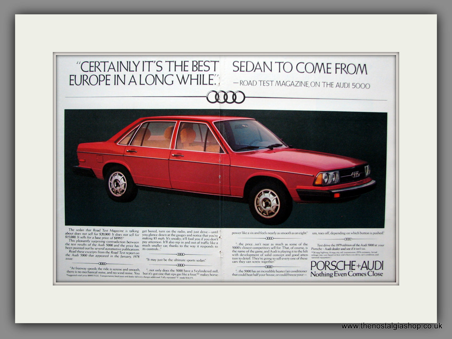 Audi 5000 Sedan. Original American Advert 1979 (ref AD54820)
