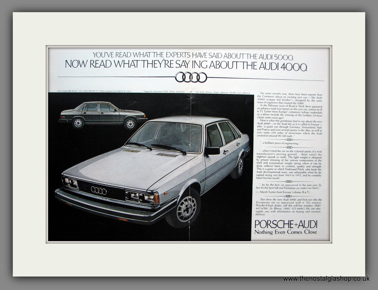 Audi 4000 Sedan. Original American Advert 1979 (ref AD54821)