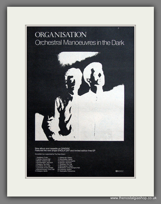Orchestral Manoeuvres In The Dark. Organisation. Original Advert 1980 (ref AD11898)