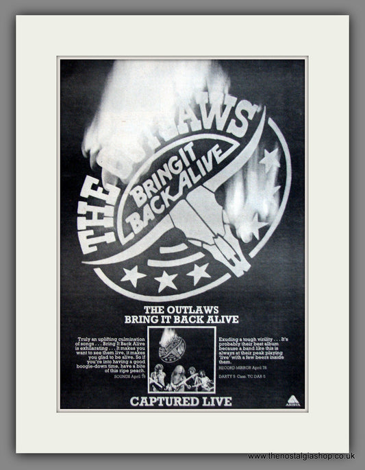 Outlaws (The) Bring It Back Alive. Original Advert 1978 (ref AD11913)