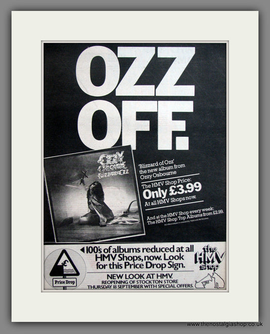 Ozzy Osbourne. Blizzard Of Ozz. Original Advert 1980 (ref AD11914)