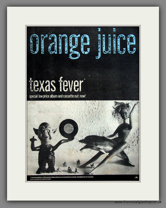 Orange Juice. Texas Fever. Original Advert 1984 (ref AD11904)