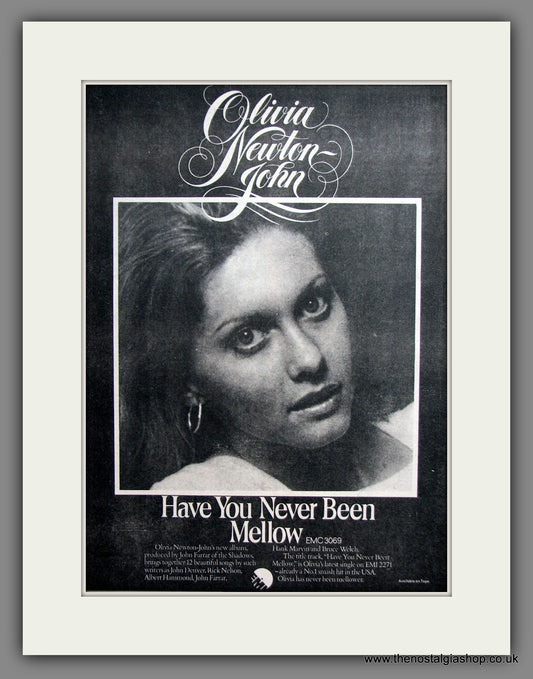 Olivia Newton-John, Have You Never Been Mellow. Original Advert 1975 (ref AD11927)