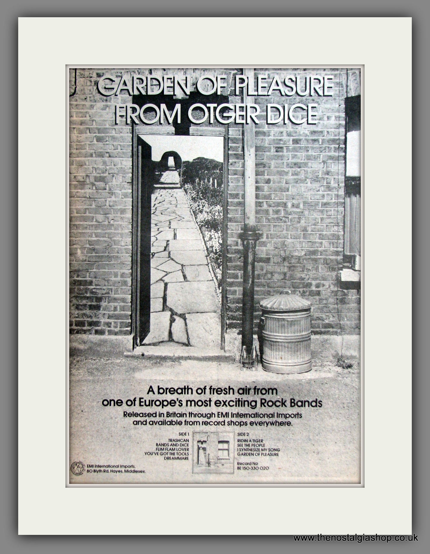 Otger Dice. Garden Of Pleasure. Original Advert 1977 (ref AD11923)