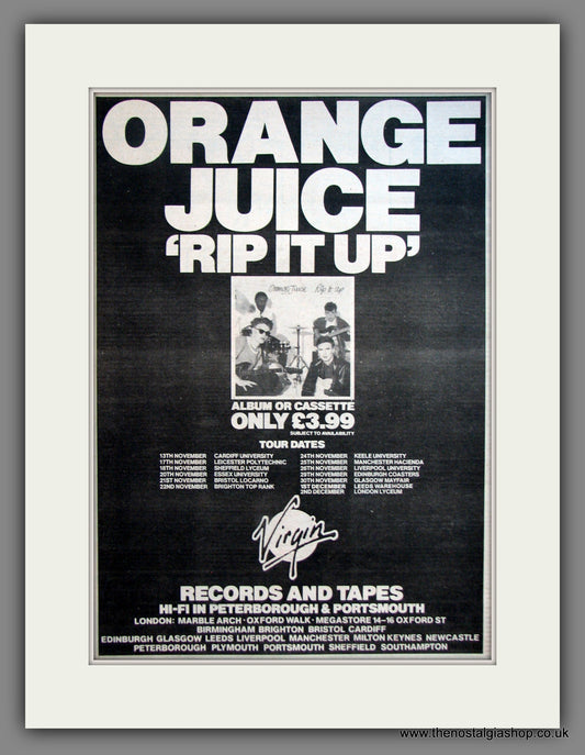 Orange Juice. Rip It Up. Original Advert 1982 (ref AD11903)