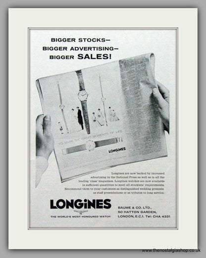 Longines Watches. Set Of 3 Original Adverts 1960/61.  (ref AD7542)