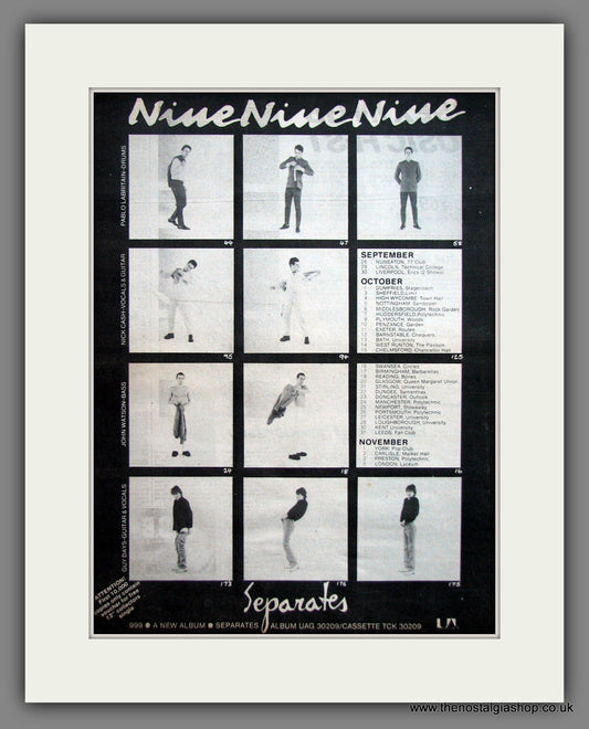 Nine Nine Nine. Separates, UK Tour. Original Advert 1978 (ref AD11938)