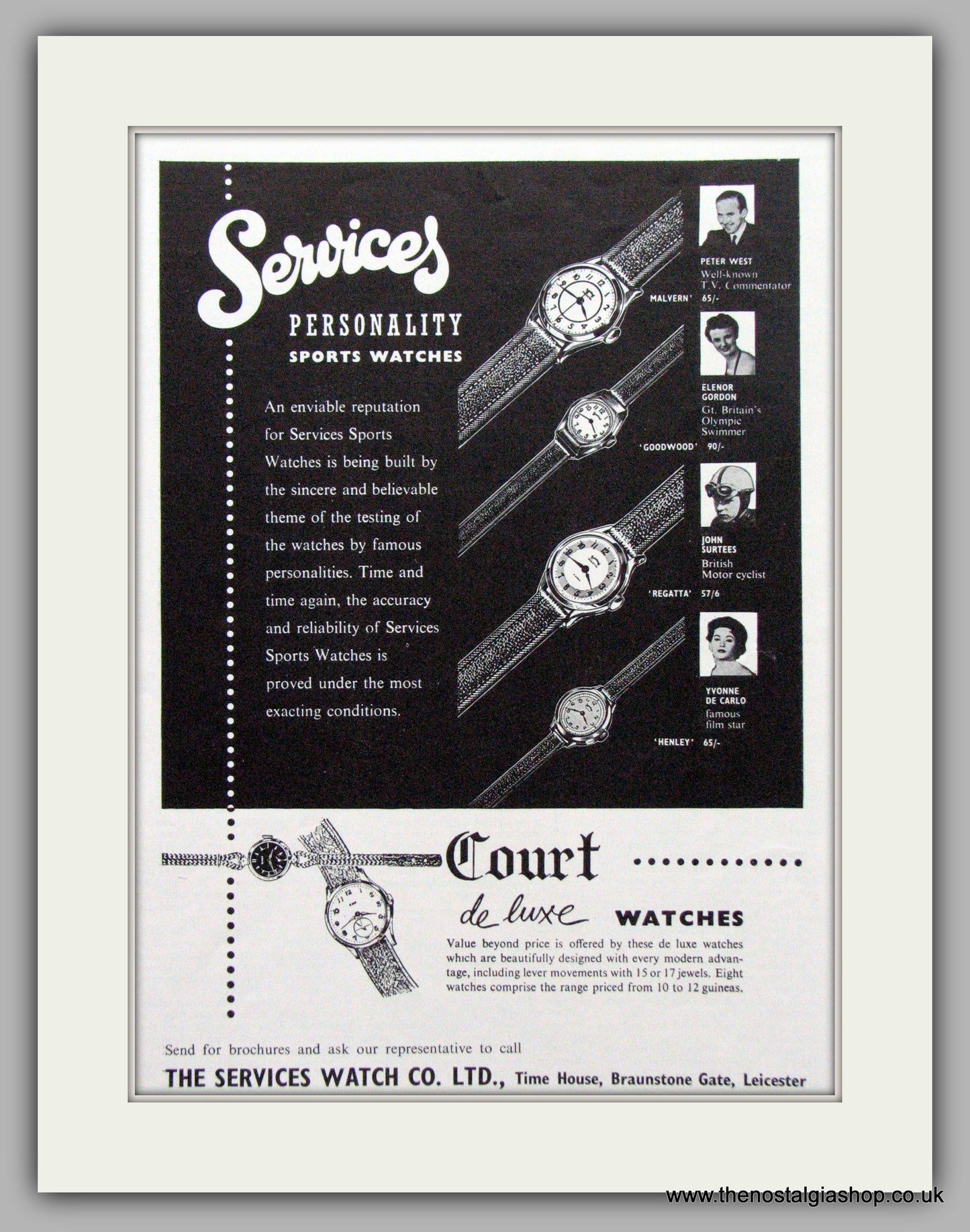 Services Watches. Original Advert 1958.  (ref AD7550)