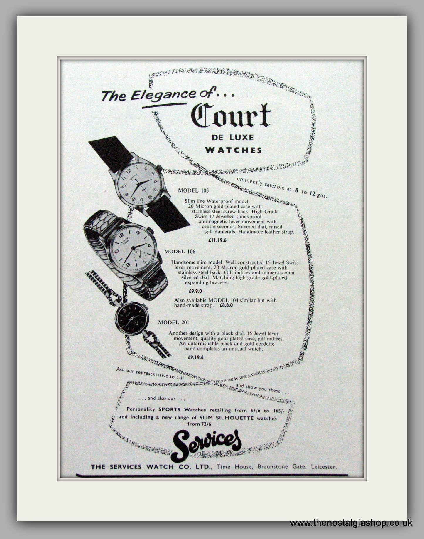 Services Watches. Original Advert 1958.  (ref AD7551)