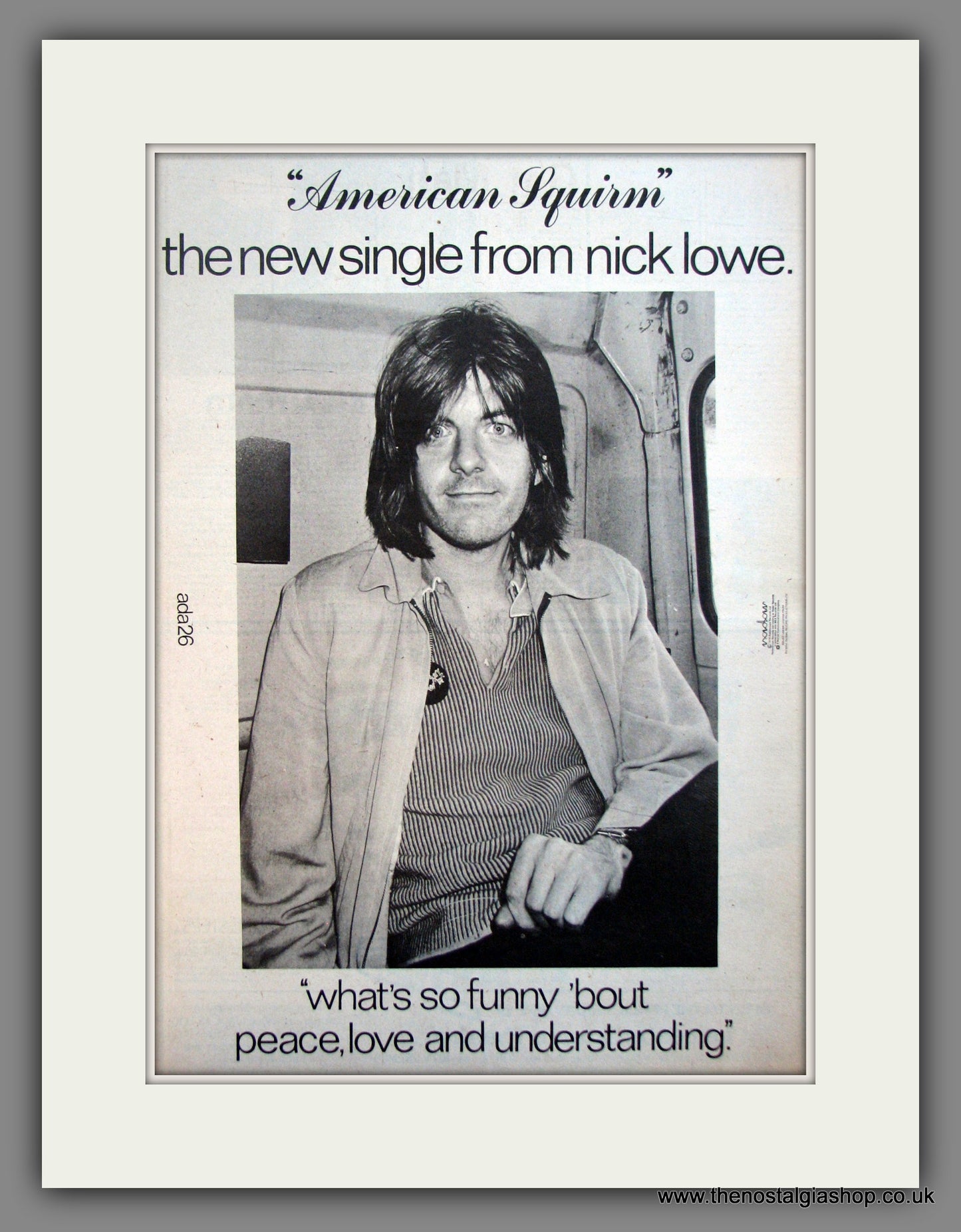 Nick Lowe. American Squirm. Original Advert 1978 (ref AD12082)