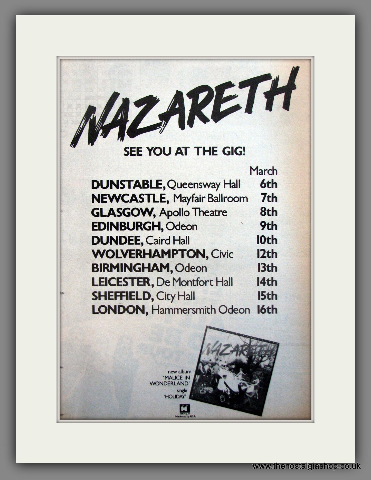 Nazareth. UK Tour. Original Advert 1980 (ref AD12089)