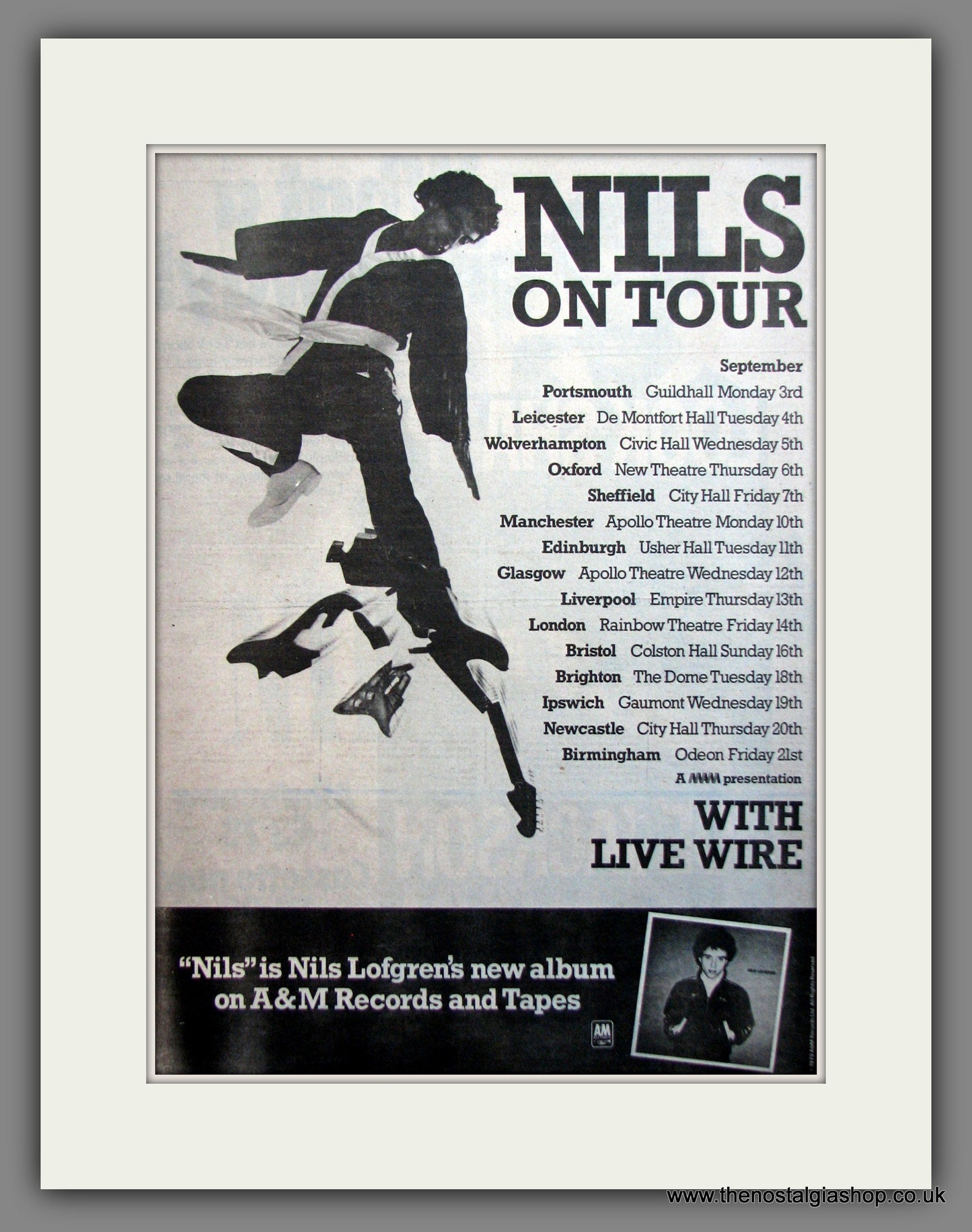 Nils Lofgren. UK Tour. Original Advert 1979 (ref AD12040)