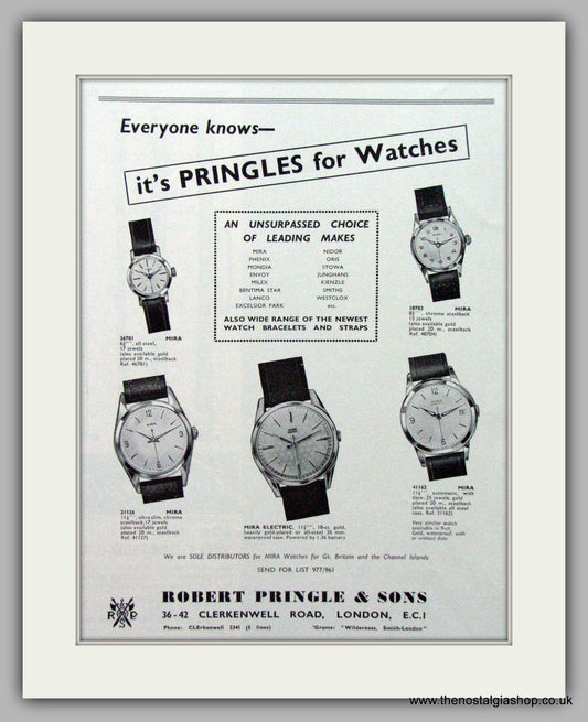 Mira Watches. Original Advert 1962.  (ref AD7568)