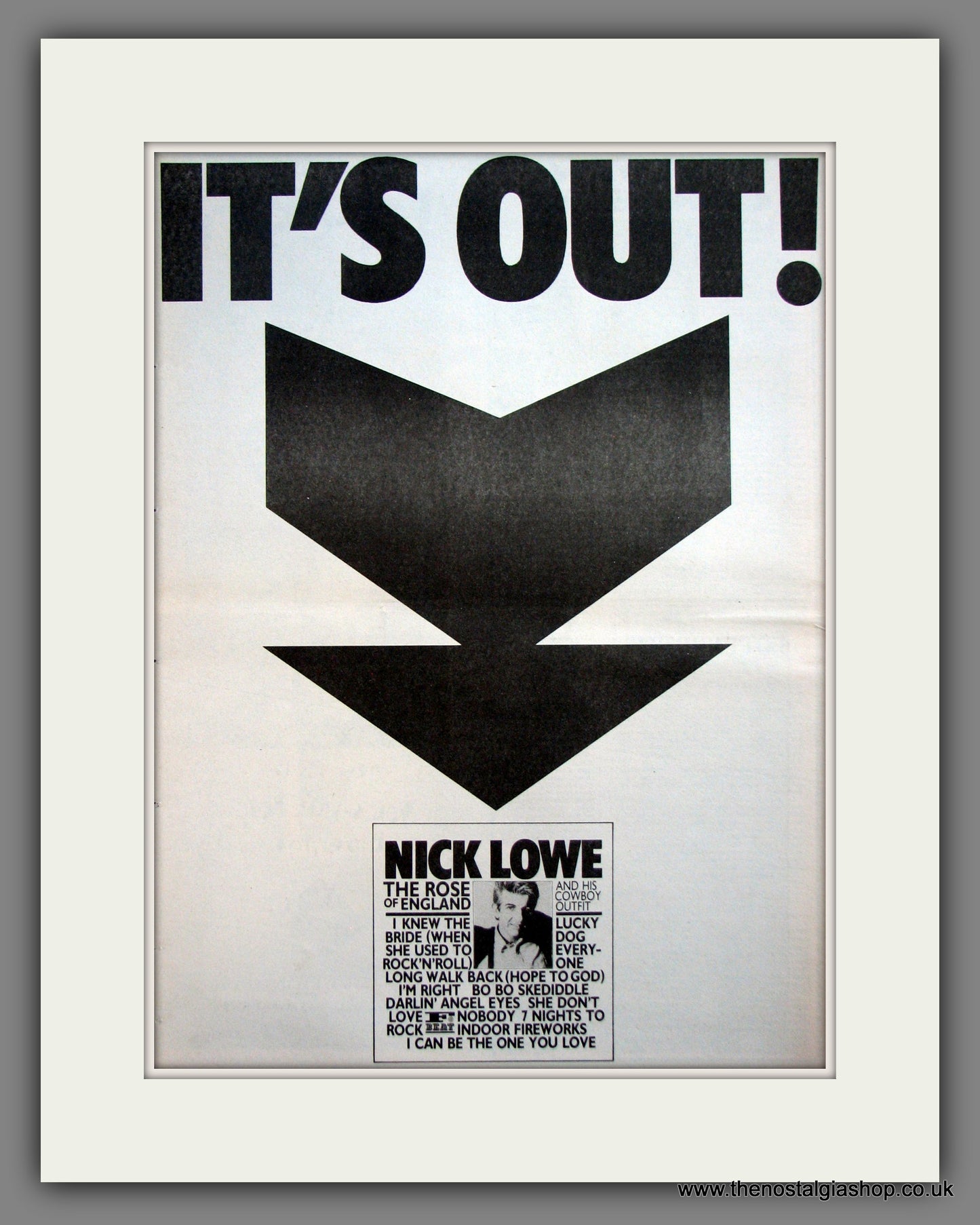 Nick Lowe. The Rose Of England. Original Advert 1985 (ref AD12084)