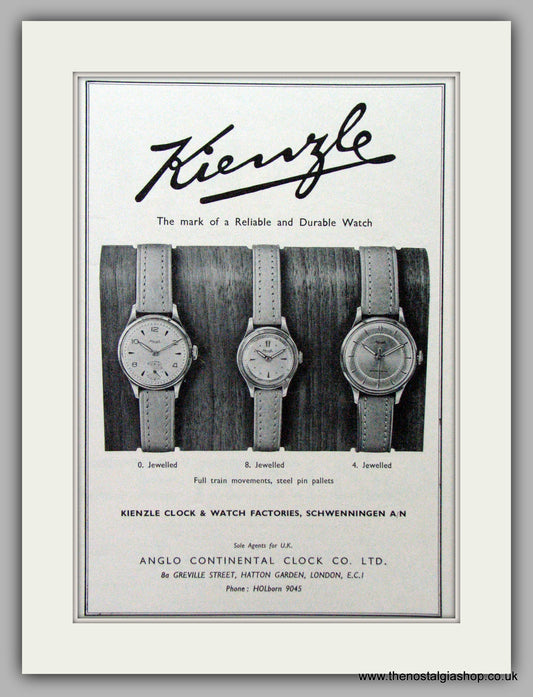 Kienzle Watches. Original Advert 1955.  (ref AD7576)