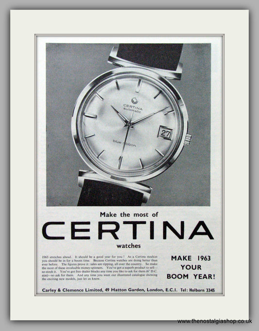 Certina Watches. Original Advert 1963.  (ref AD7577)