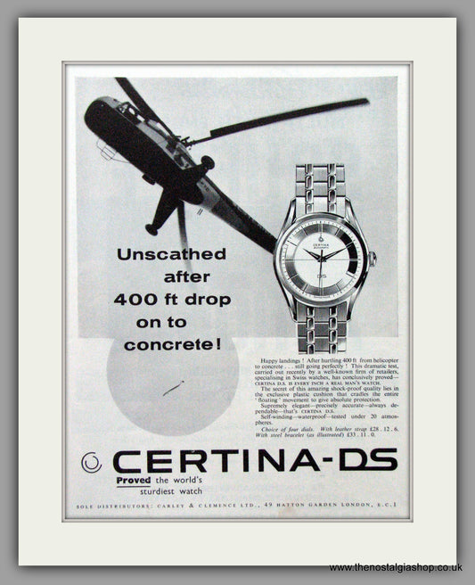 Certina-DS Watches. Original Advert 1960.  (ref AD7583)