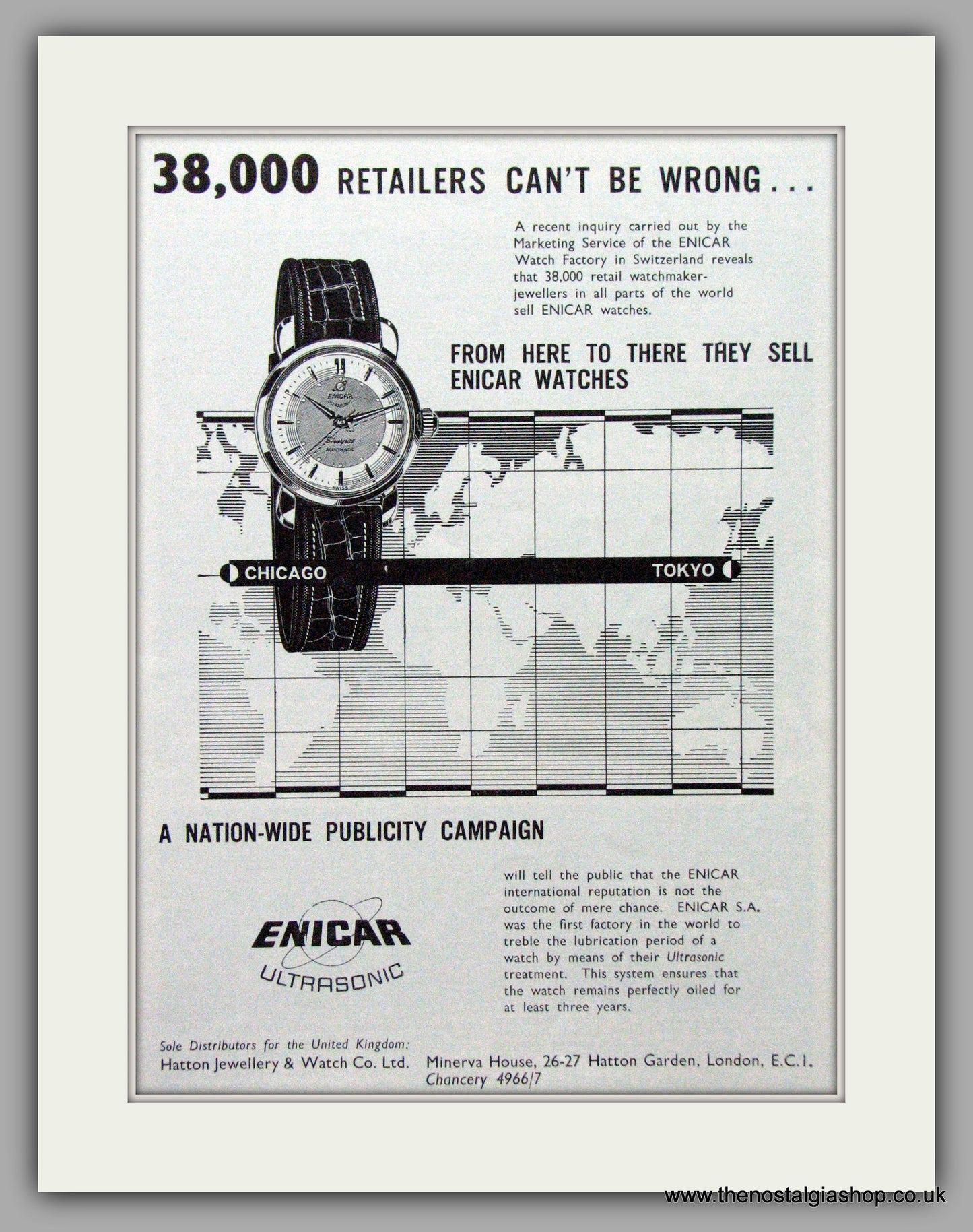 Enicar Ultrasonic Watches. Original Advert 1960.  (ref AD7585)