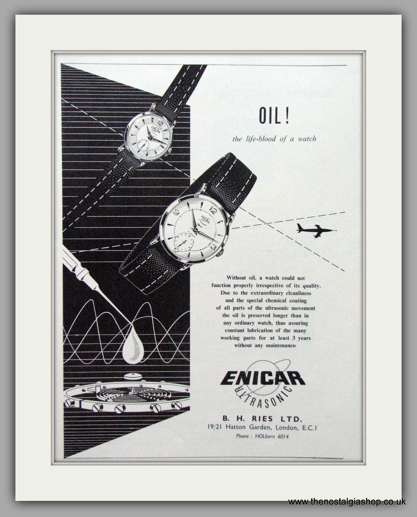 Enicar Ultrasonic Watches. Original Advert 1955.  (ref AD7587)