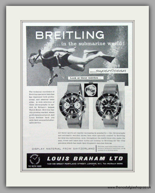 Breitling Super Ocean Watches. Original Advert 1962.  (ref AD7590)
