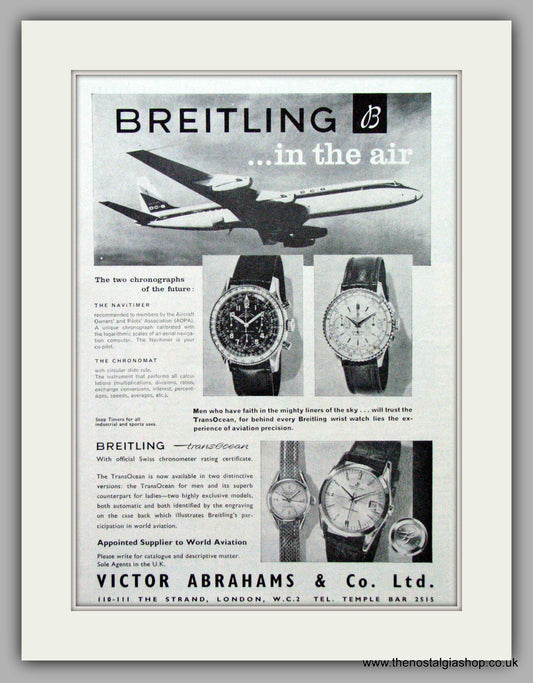 Breitling Watches. Original Advert 1961.  (ref AD7591)