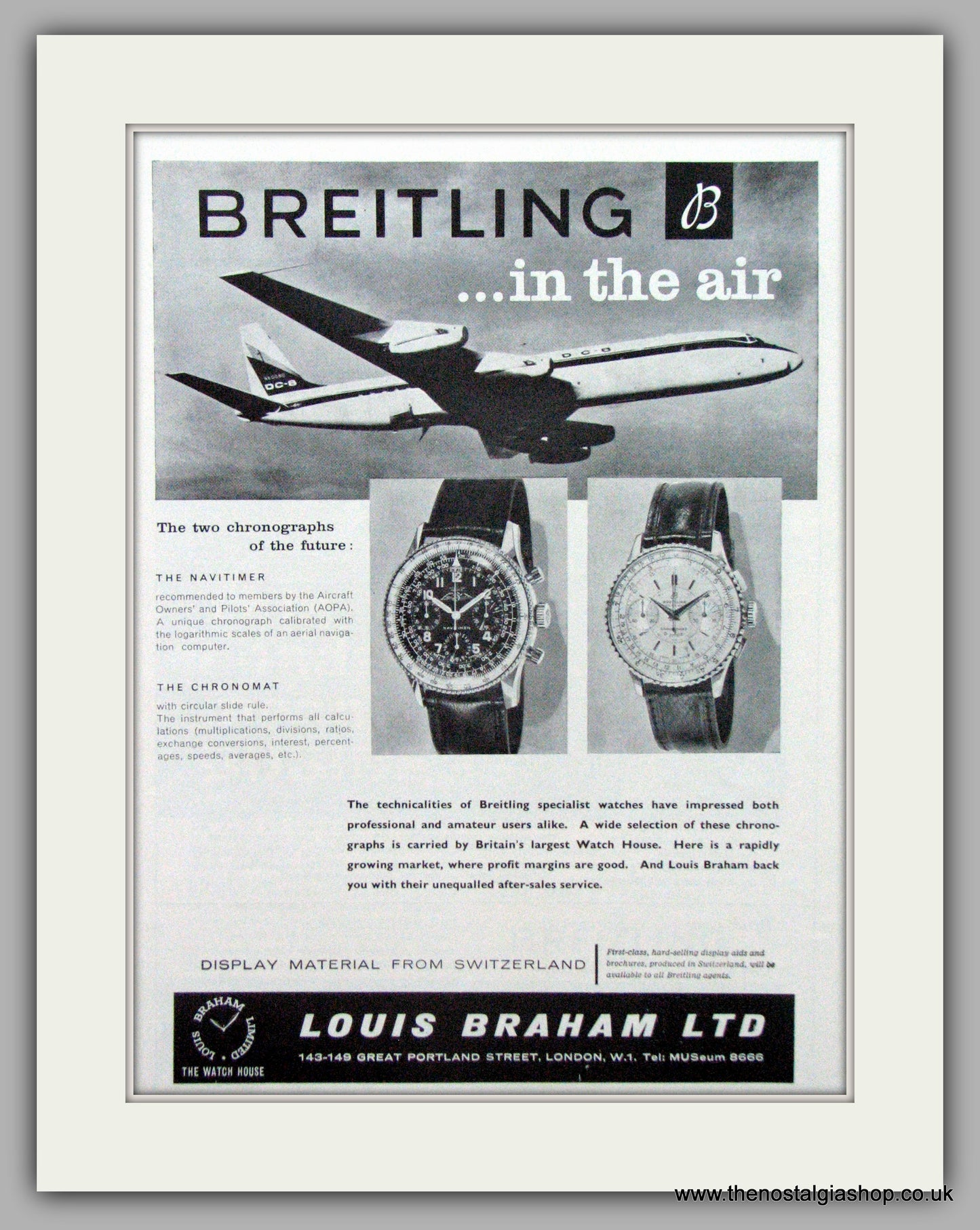 Breitling Watches. Original Advert 1962.  (ref AD7592)