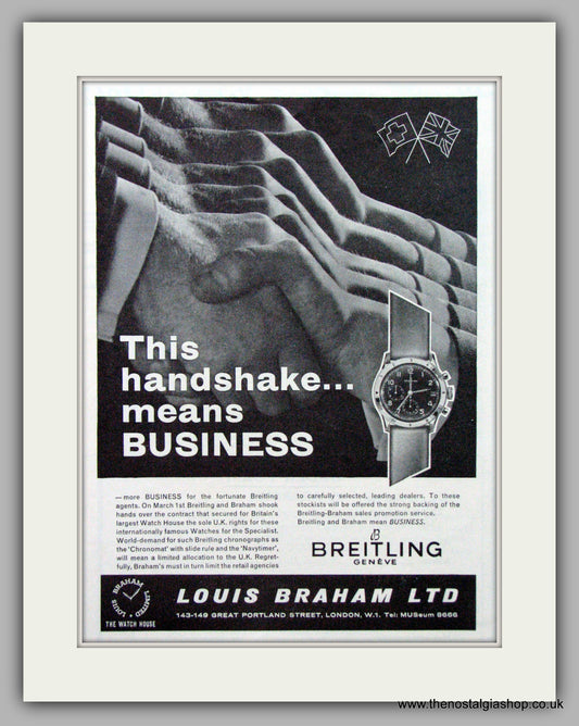 Breitling Watches. Original Advert 1962.  (ref AD7593)
