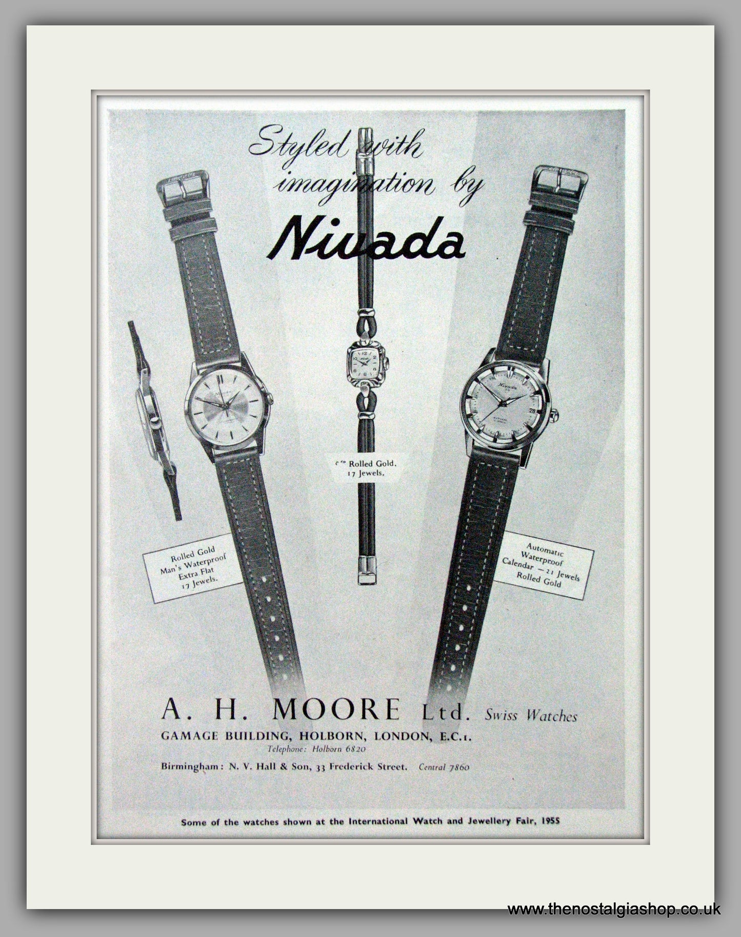 Nivada  Watches. Original Advert 1956.  (ref AD7598)