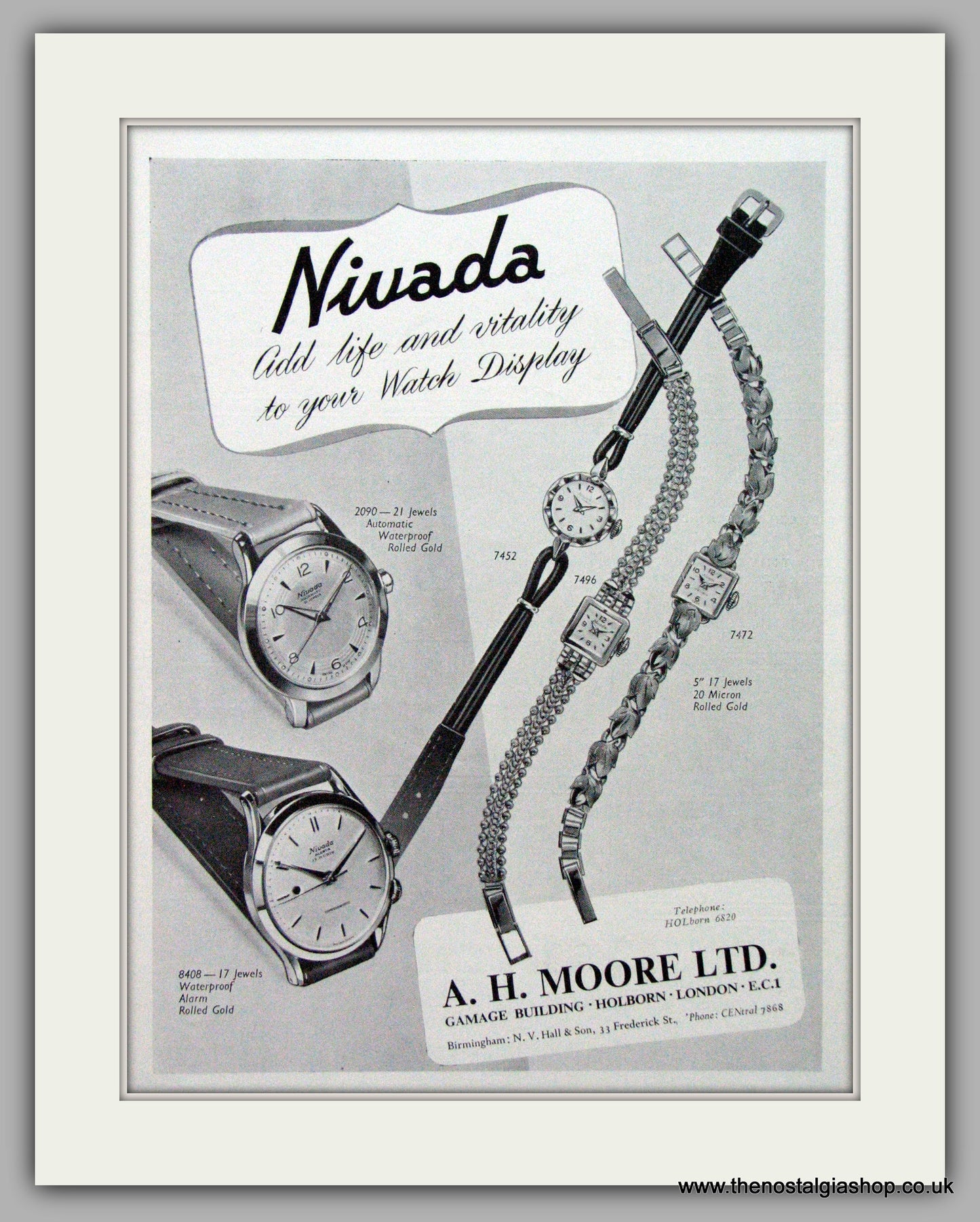 Nivada  Watches. Original Advert 1956.  (ref AD7600)