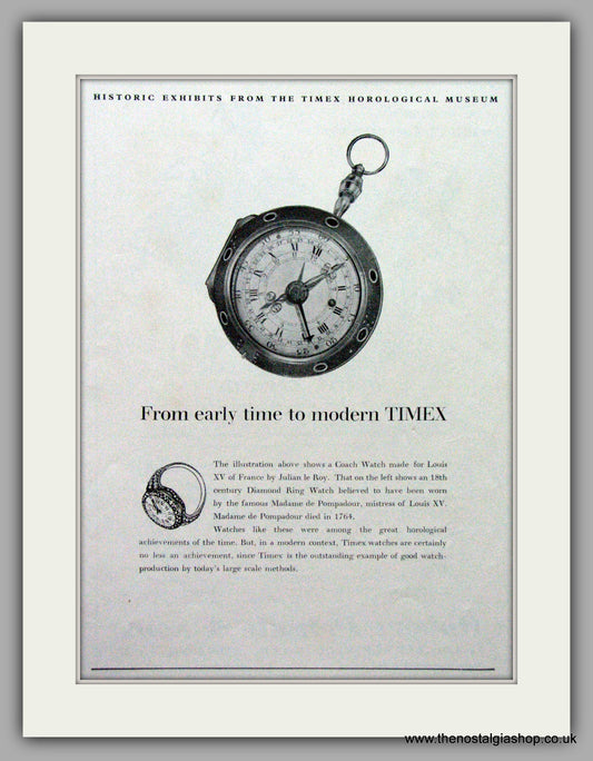 Timex Coach Watch. Original Advert 1957.  (ref AD7607)