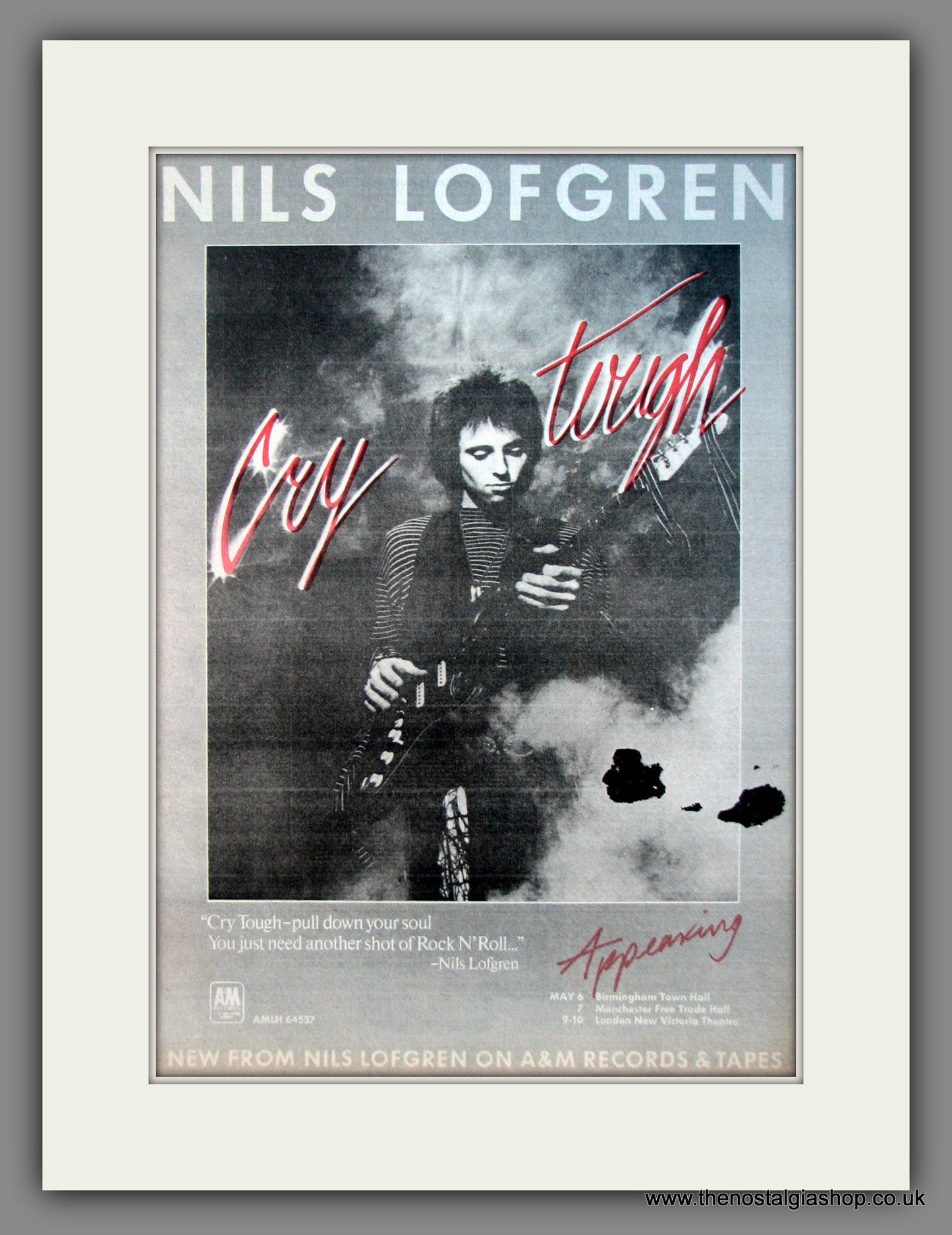 Nils Lofgren. Cry Tough. Original Advert 1976 (ref AD12041)