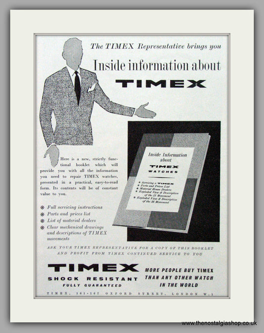 Timex Watch Booklet. Original Advert 1957.  (ref AD7609)