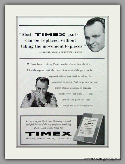 Timex Watches. Set of 3  Original Adverts 1957.  (ref AD7611)