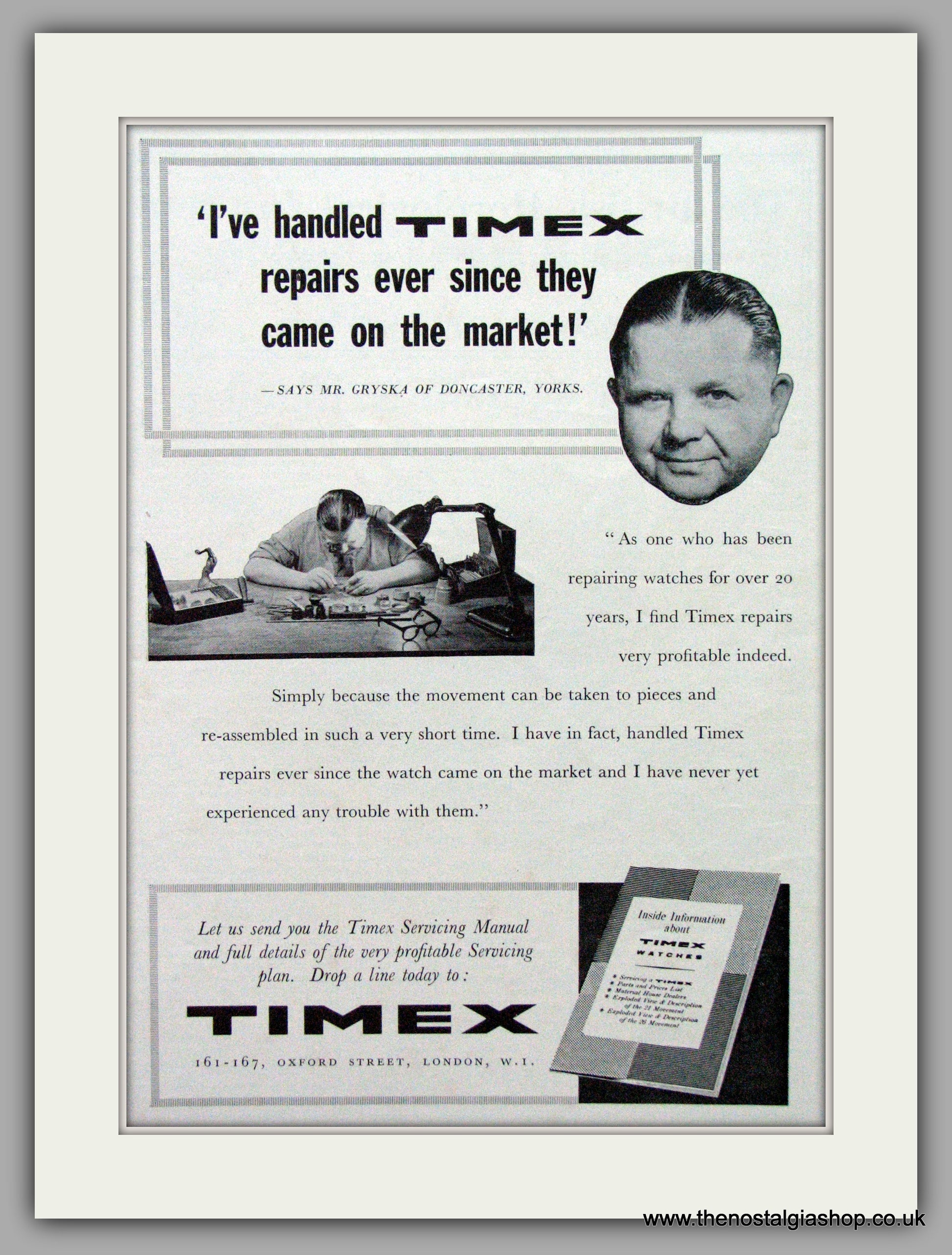 Timex Watches. Set of 3 Original Adverts 1957. (ref AD7611) The