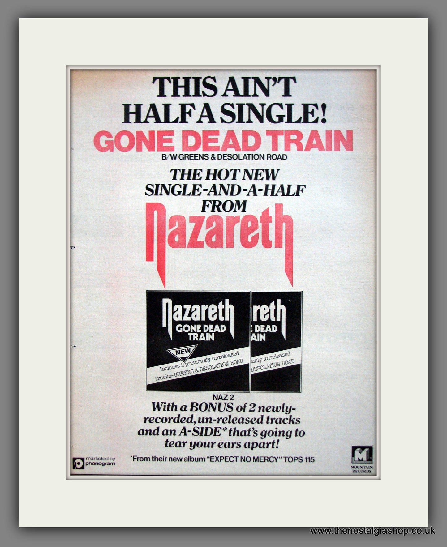 Nazareth. Gone Dead Train. Original Advert 1978 (ref AD12095)