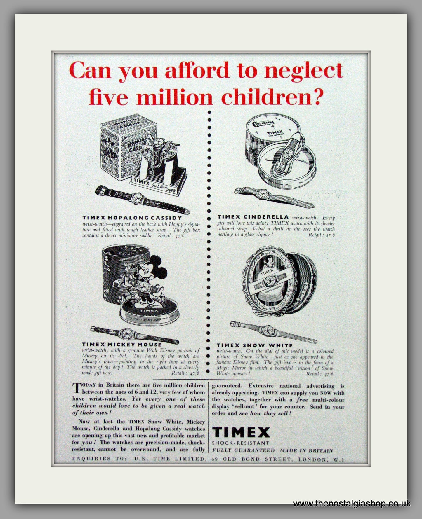 Timex Watches. Set of 2  Original Adverts 1953.  (ref AD7614)